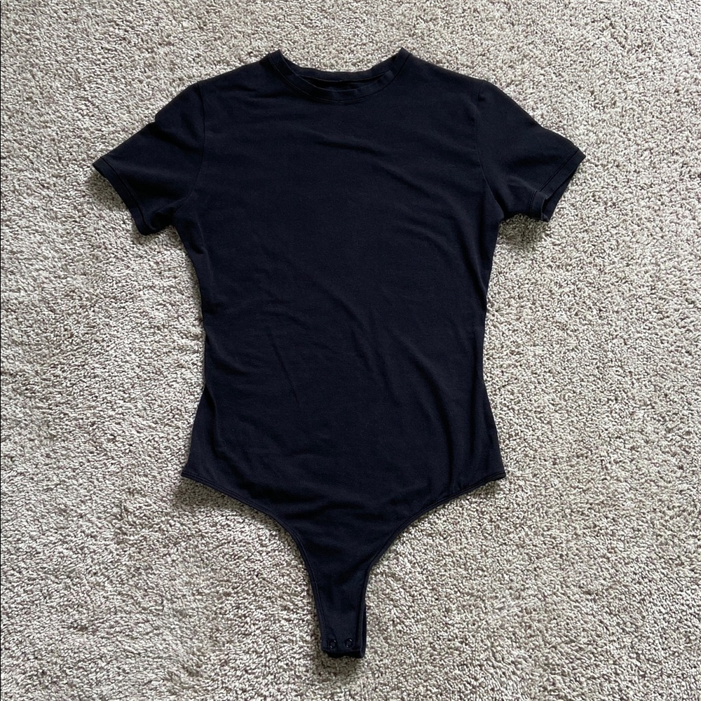 Quince • Stretch Cotton Jersey Short Sleeve Bodysuit Black